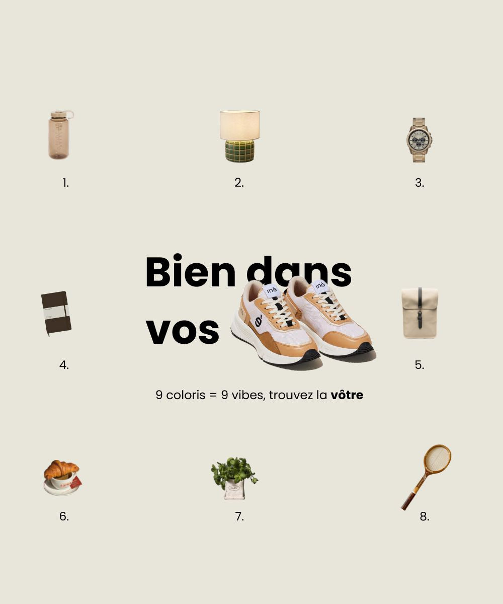 Sneakers vegan et unisexes de la marque iné de couleur beige et noir format mobile