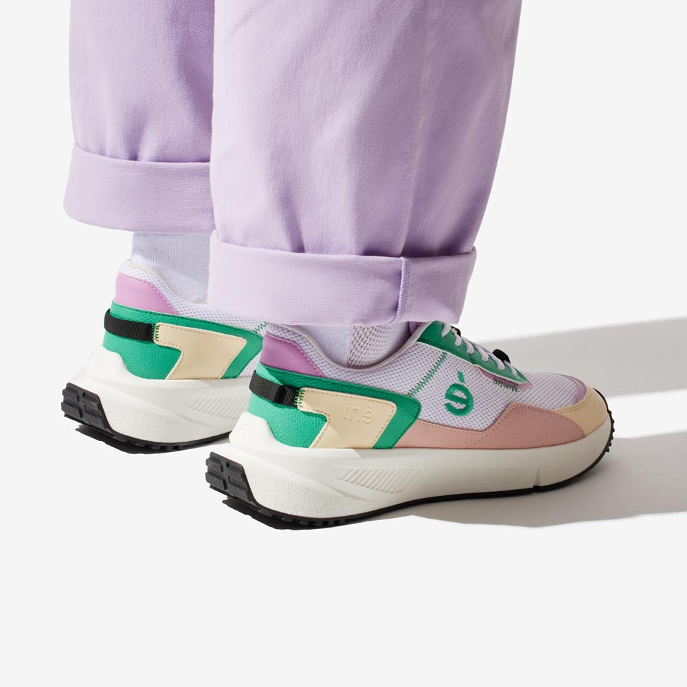 Sneakers vegan mixtes rose et vert