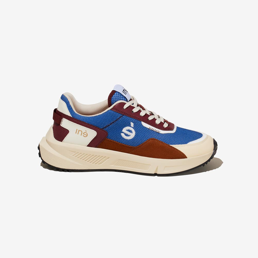 Sneakers vegan mixtes bleu et camel