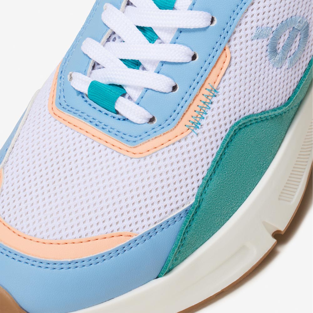 Sneakers vegan unisexes corail et bleu pastel
