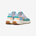 Sneakers vegan unisexes corail et bleu pastel de dos