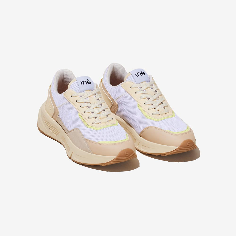 Sneakers vegan unisexes crème et jaune
