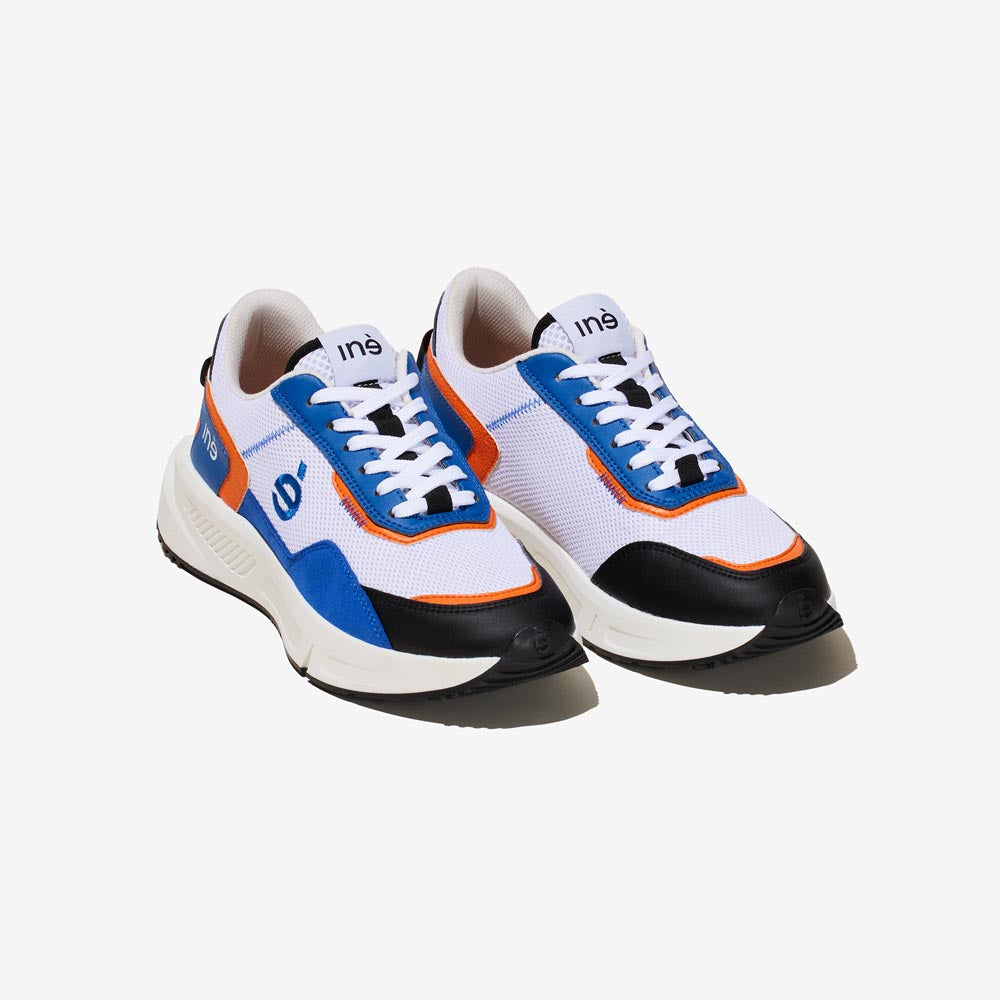 Sneakers vegan unisexes orange et bleu