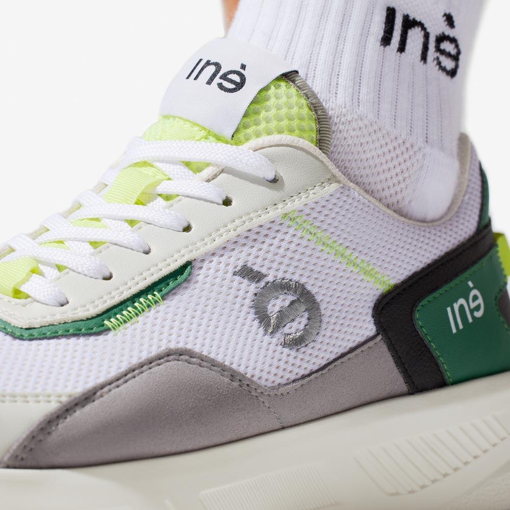 Sneakers vegan unisexes vert et jaune fluo
