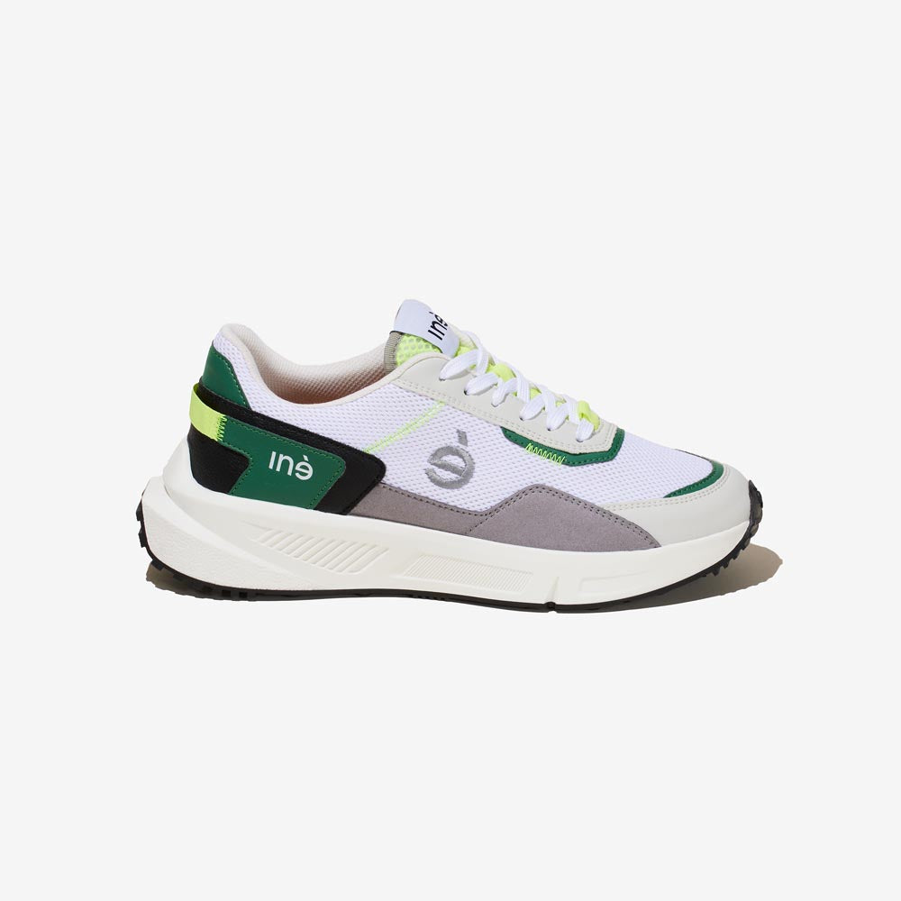Sneakers vegan mixtes vert et jaune fluo